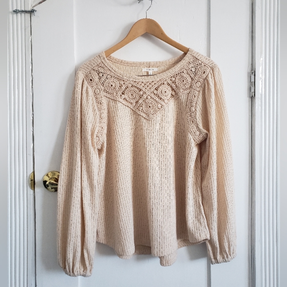 Romantic Soft Blouse - Vintage Inspired Cottagecore Style Crochet Size M